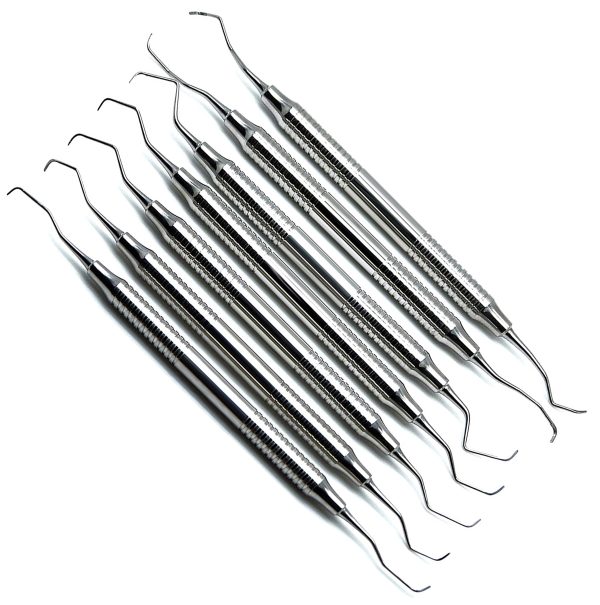 Dental Gracey Curettes Periodontal 1/2-13/14 Hollow Handle Double Ended Instruments 7 Piece Set